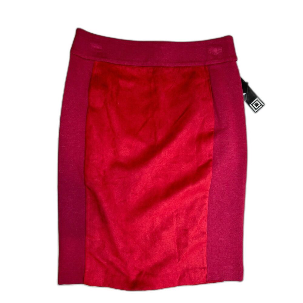 Liz Claiborne Pencil Skirt Velvet Size Small NWT Laredo Red Knee Mid Length Pro